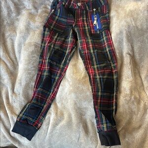 Target Casual Red and Blue Tartan Bottoms with Tapered Fit